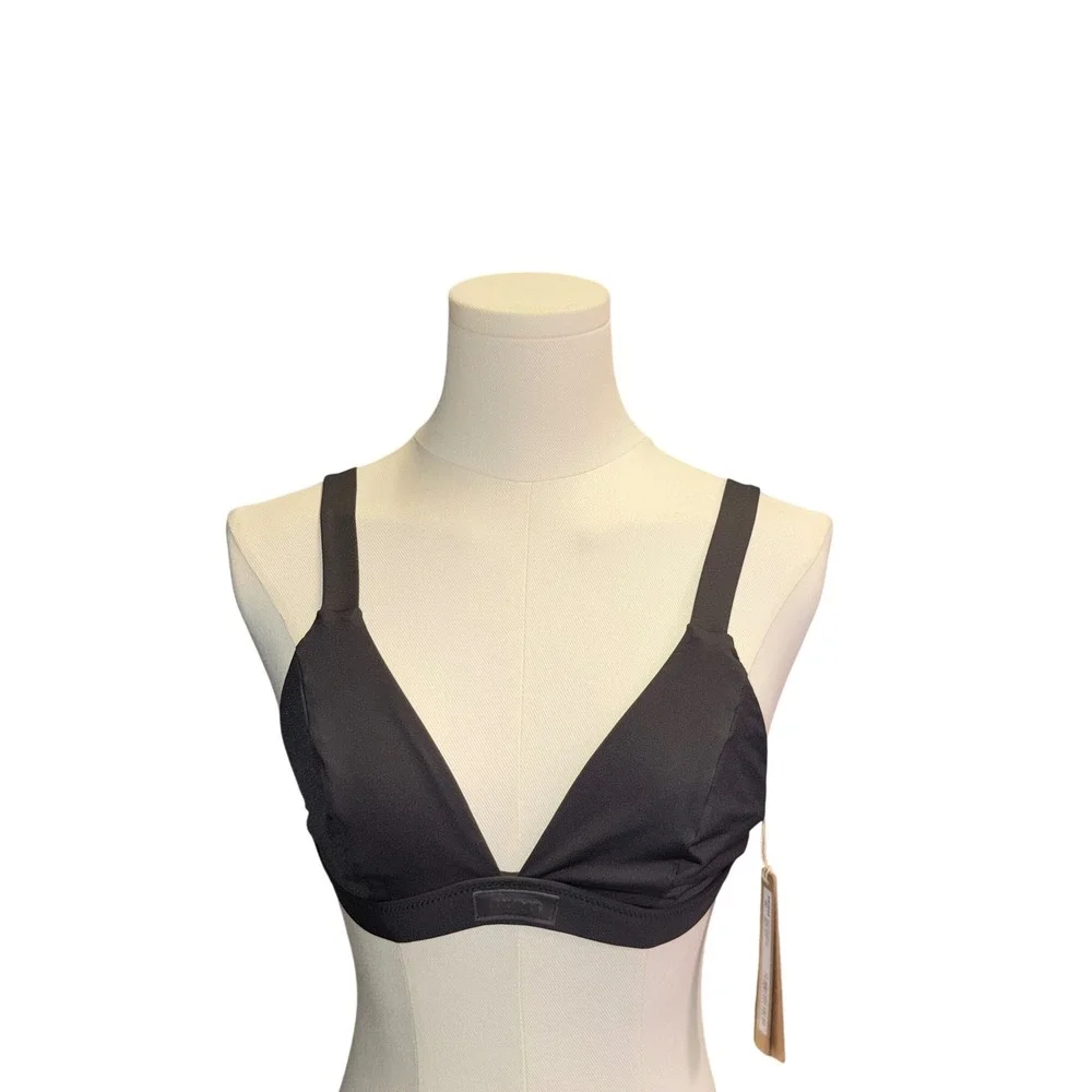 SKIMS Signature Swim Fixed Triangle Bikini Top Onyx Black Small BT-TRI-7493W NWT